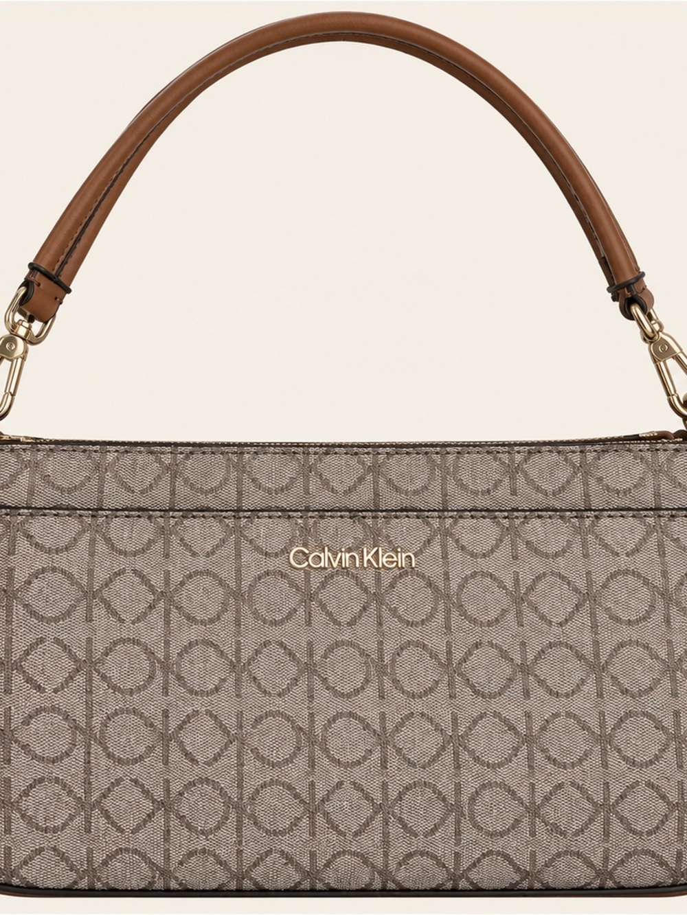 Calvin Klein Brown Logo Jacquard Shoulder Bag